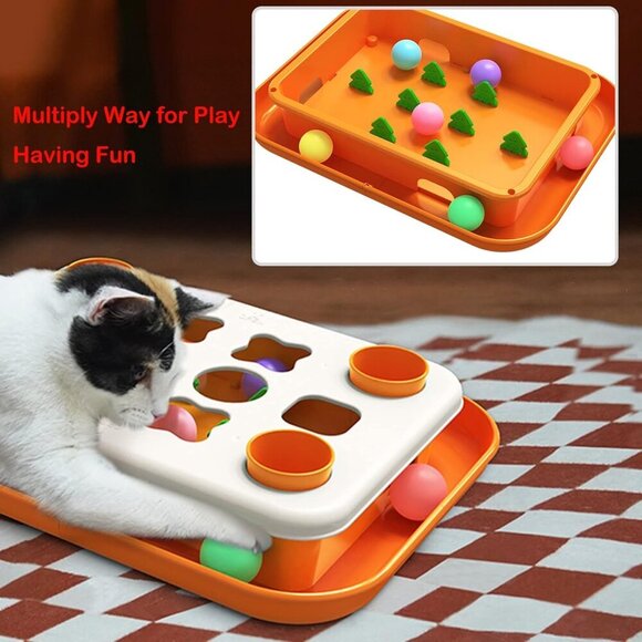 AUTENS Cat Toy Puzzle Track Ball Feeder Interactive Chase Exercise Treat Hunting - Picture 5 of 7